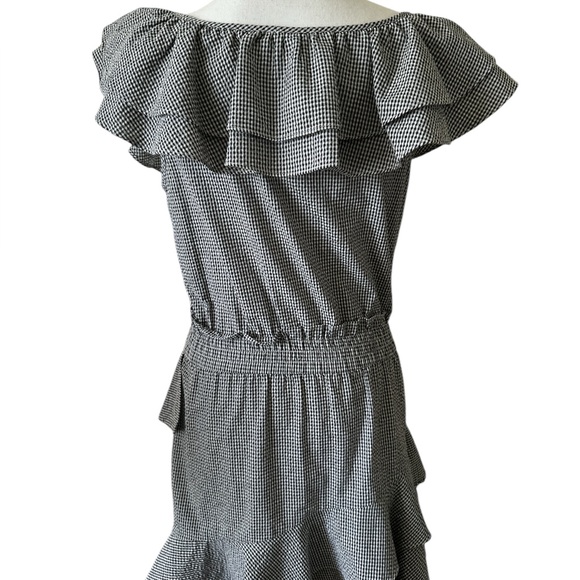 LOVESHACKFANCY Black & White Gingham Ruffle Mini Dress Size S - Picture 3 of 6